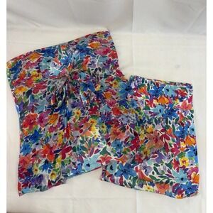 Tommy Bahama Floral Sarong Bandini Swimsuit Skirted Bottom Set Watercolor Large